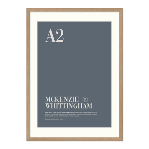 McKenzie & Whittingham Natural Oak Finish Picture Frame with Matboard for A2 Artwork