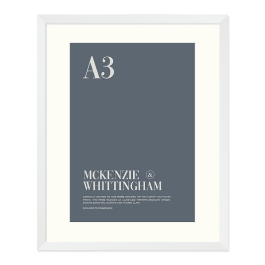 McKenzie & Whittingham Matte White Picture Frame with Matboard for A3 Artwork