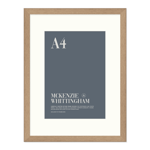 McKenzie & Whittingham Natural Oak Finish Picture Frame with Matboard for A4 Artwork