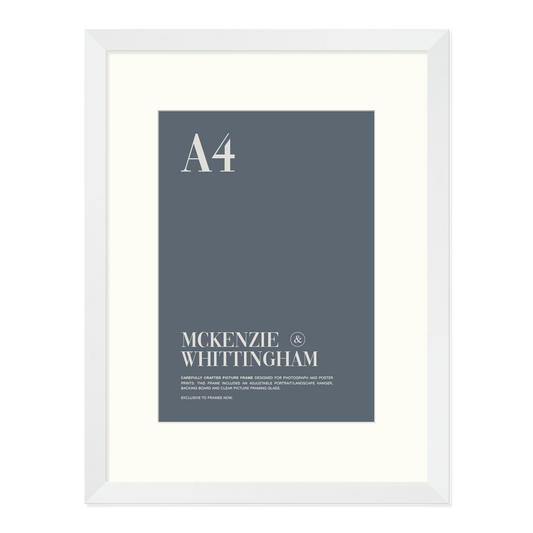 McKenzie & Whittingham White Picture Frame with Matboard for A4 Artwork