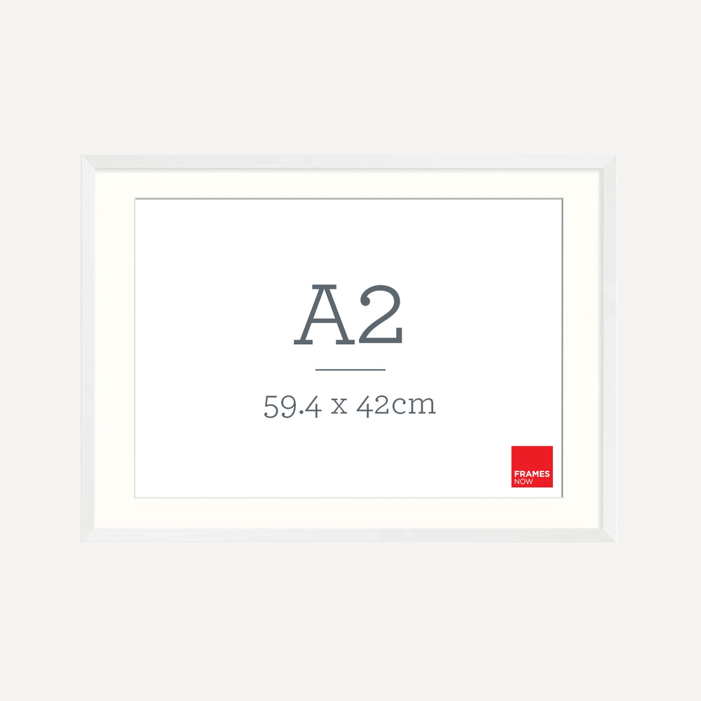 Premium White A2 Picture Frame with Matboard - Box Style for Art, Posters & Photography
